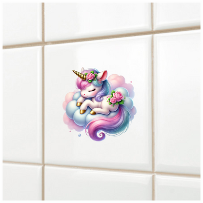 Sleeping Unicorn Pony Pink Cloud Vinyl Decal Sticker
