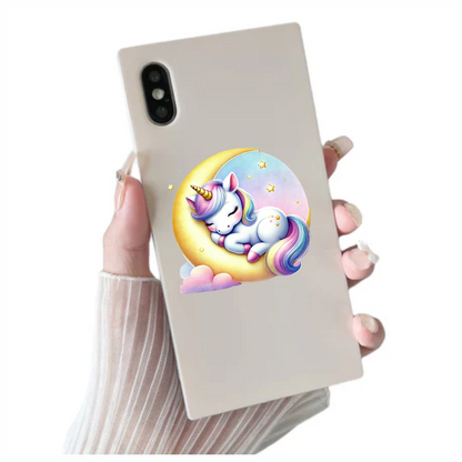 Unicorn Foal Sleeping Moon Pastel Vinyl Decal Sticker