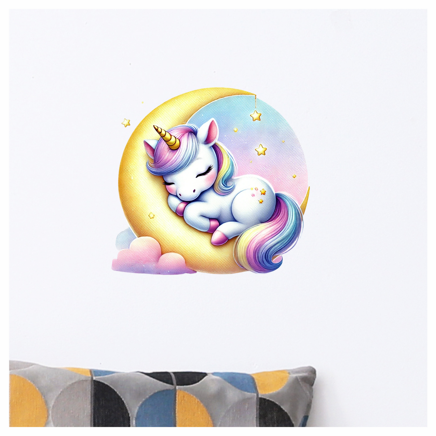 Unicorn Foal Sleeping Moon Pastel Vinyl Decal Sticker