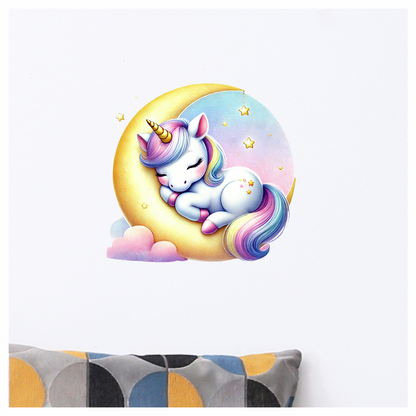 Unicorn Foal Sleeping Moon Pastel Vinyl Decal Sticker