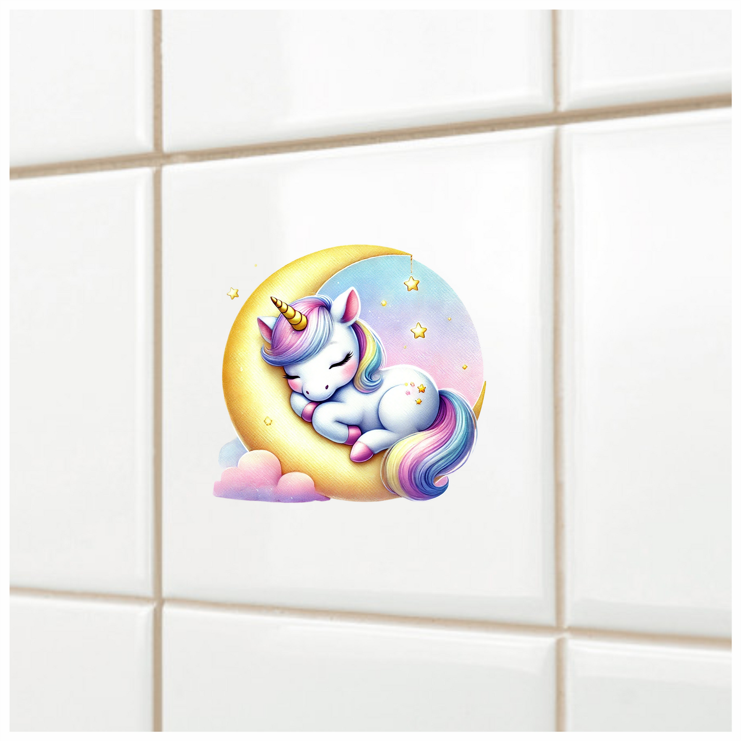 Unicorn Foal Sleeping Moon Pastel Vinyl Decal Sticker