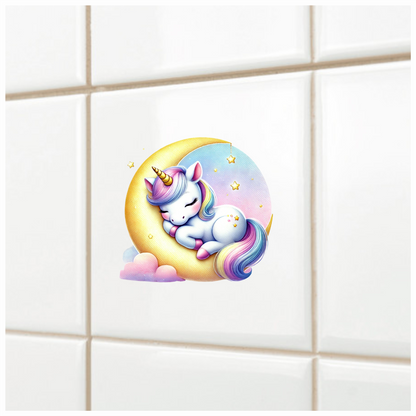 Unicorn Foal Sleeping Moon Pastel Vinyl Decal Sticker