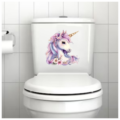 Unicorn Horse Pastel Pink Flowers Vinyl Decal Sticker