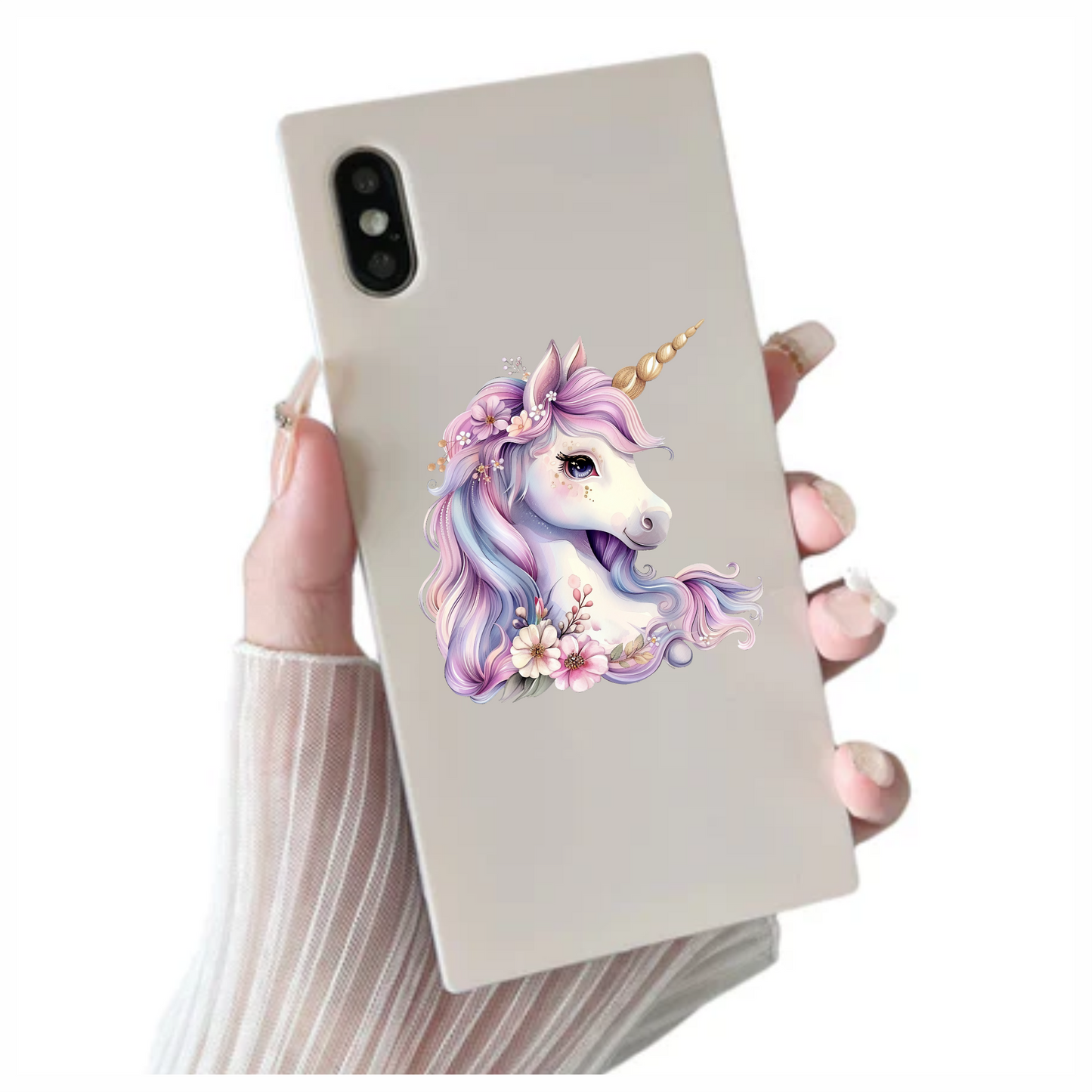 Unicorn Horse Pastel Pink Flowers Vinyl Decal Sticker