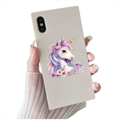 Unicorn Horse Pastel Pink Flowers Vinyl Decal Sticker