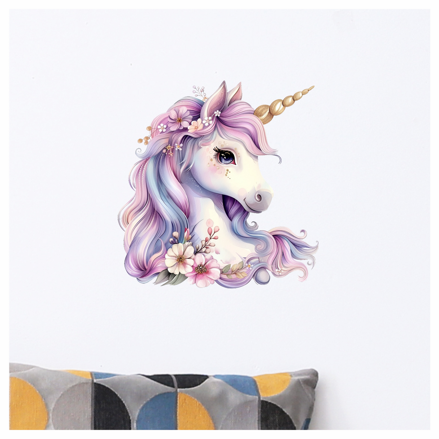 Unicorn Horse Pastel Pink Flowers Vinyl Decal Sticker
