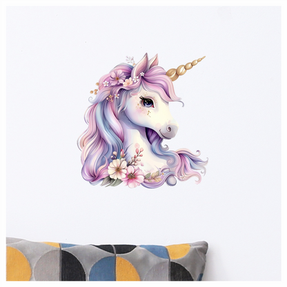 Unicorn Horse Pastel Pink Flowers Vinyl Decal Sticker