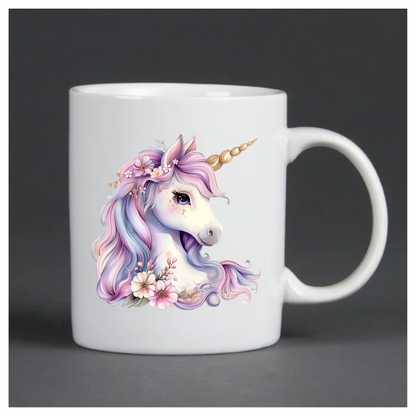 Unicorn Horse Pastel Pink Flowers Vinyl Decal Sticker