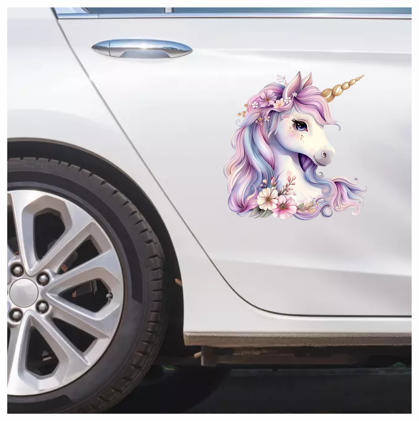 Unicorn Horse Pastel Pink Flowers Vinyl Decal Sticker