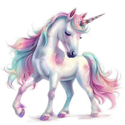 Colorful unicorn with a rainbow mane on a white background vinyl sticker