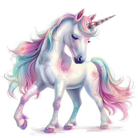 Colorful unicorn with a rainbow mane on a white background vinyl sticker