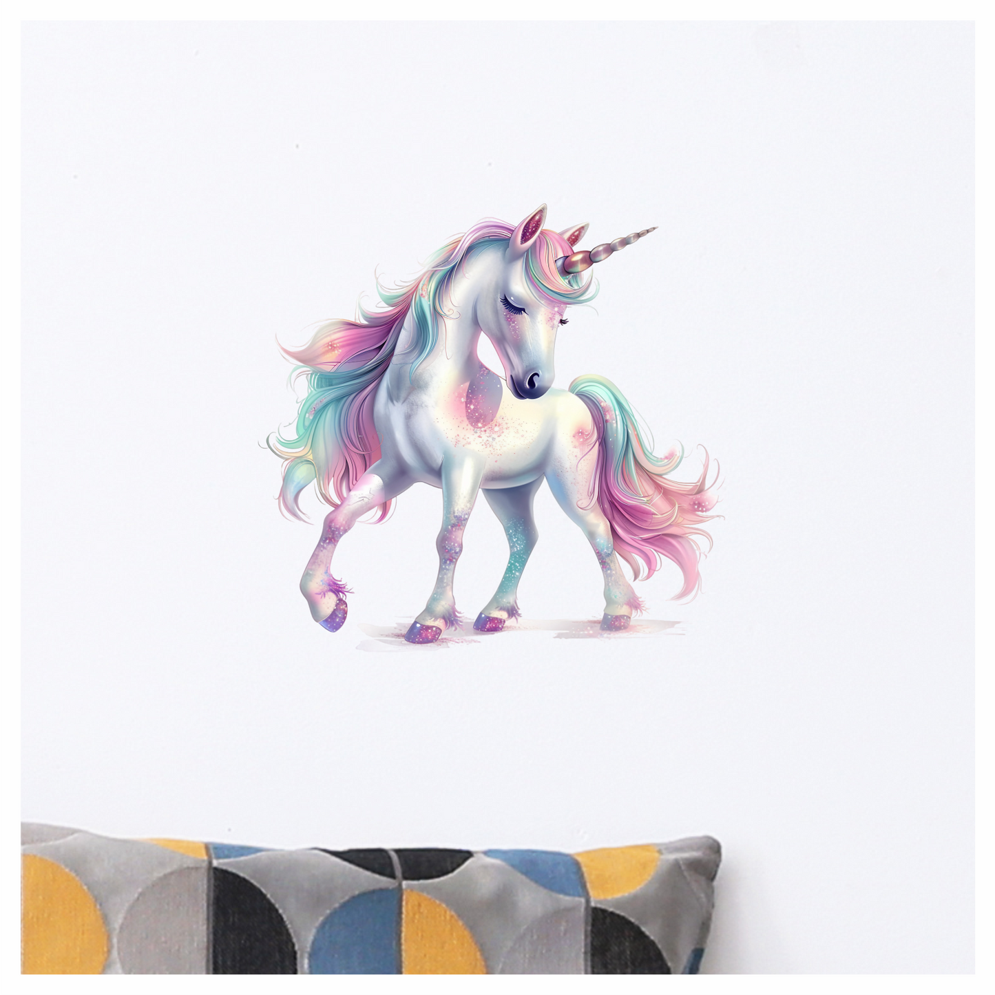 Graceful Unicorn Horse Pastel Pink Vinyl Decal Sticker