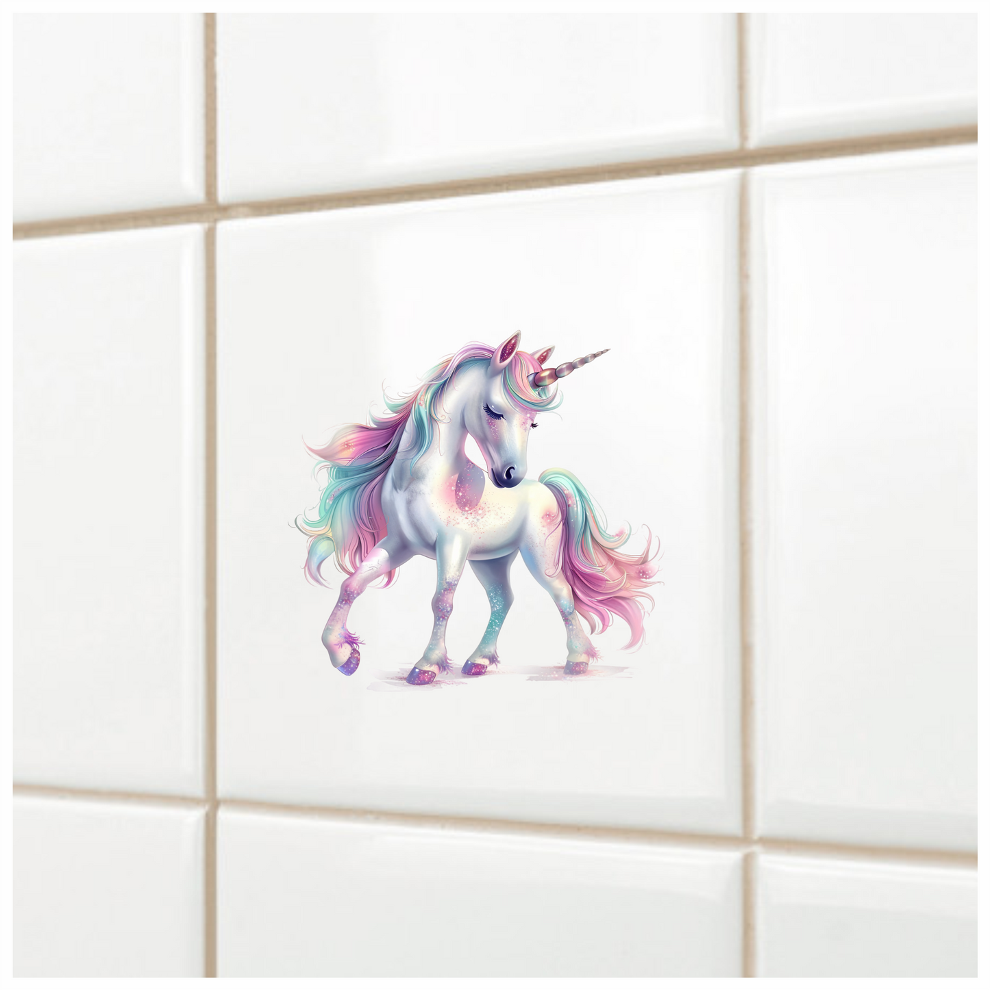 Graceful Unicorn Horse Pastel Pink Vinyl Decal Sticker