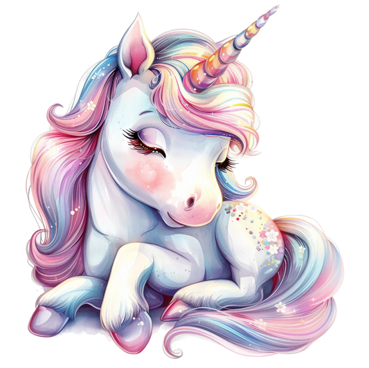 Colorful unicorn with a rainbow mane and tail on a white background vinyl sticker