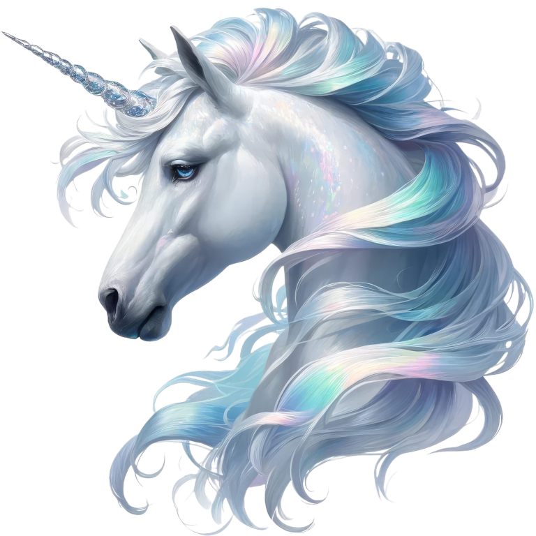 Unicorn with colorful mane on a white background Vinyl Decal Sticker