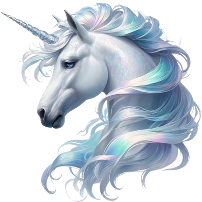 Unicorn with colorful mane on a white background Vinyl Decal Sticker