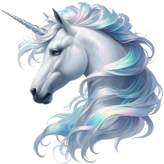 Unicorn with colorful mane on a white background Vinyl Decal Sticker