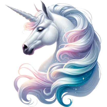 Unicorn with colorful mane on a white background vinyl decal sticker 