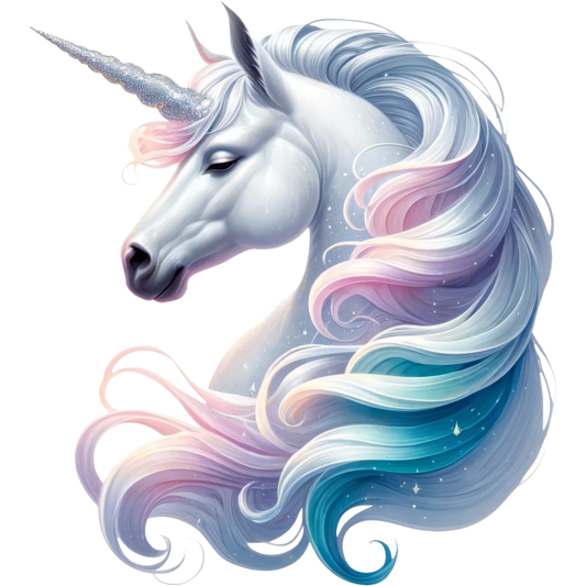 Unicorn with colorful mane on a white background vinyl decal sticker 