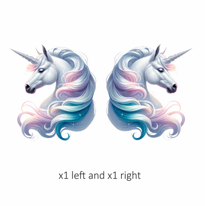 White Horse Unicorn Pastel Mane Blue Vinyl Decal Sticker