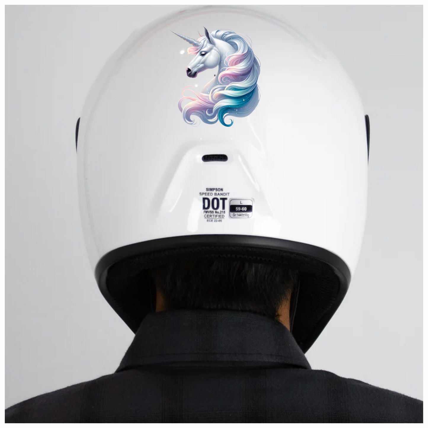 White Horse Unicorn Pastel Mane Blue Vinyl Decal Sticker