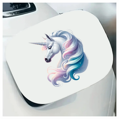 White Horse Unicorn Pastel Mane Blue Vinyl Decal Sticker