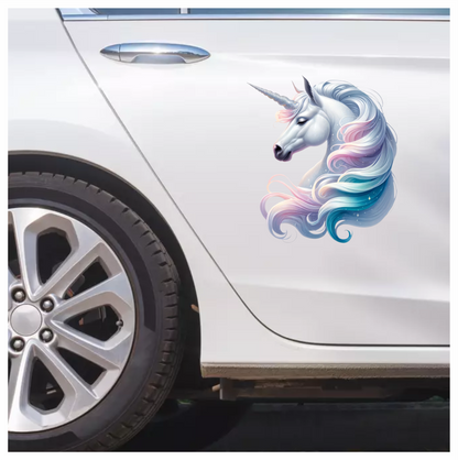 White Horse Unicorn Pastel Mane Blue Vinyl Decal Sticker