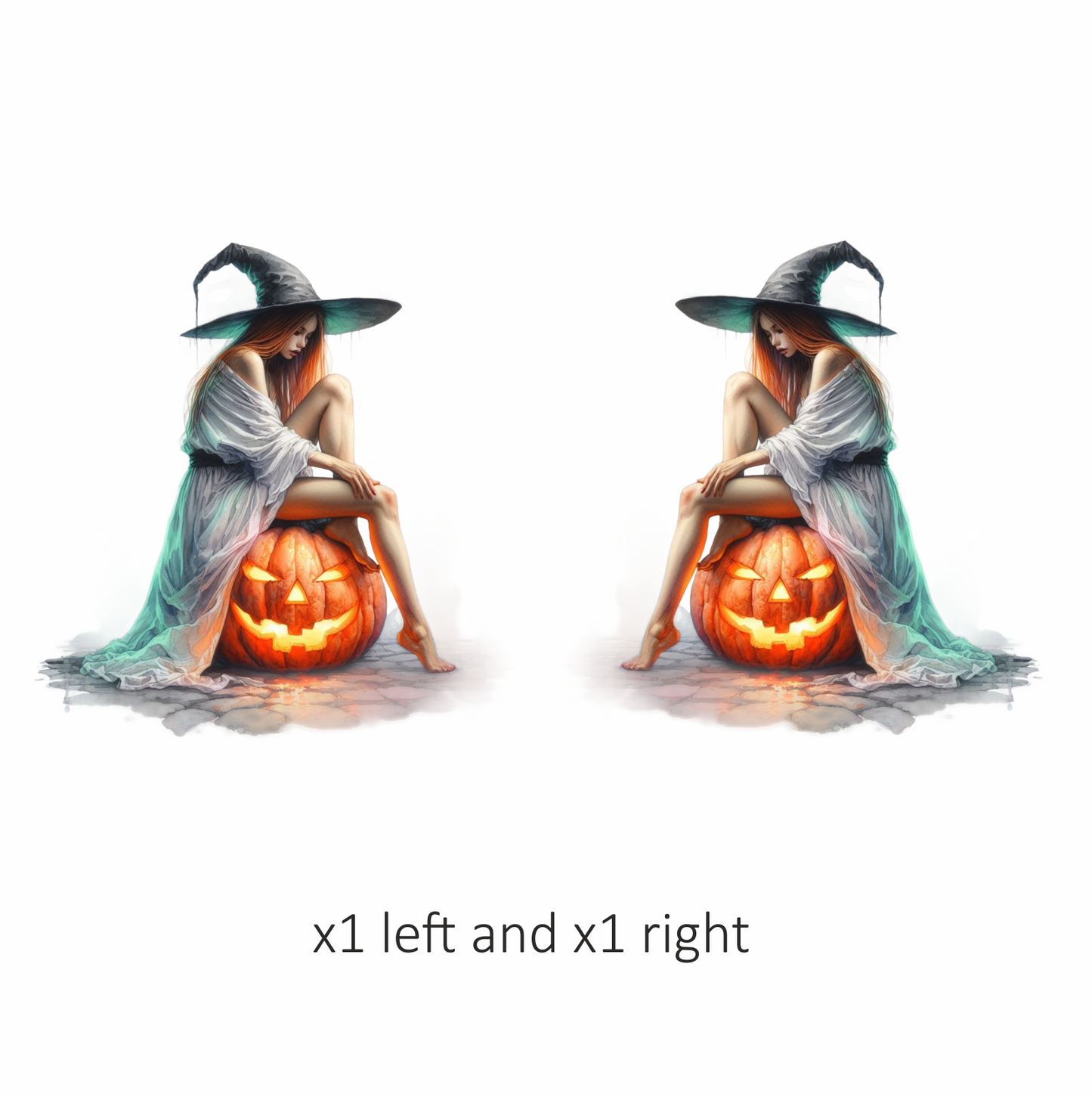 Amber Witch Adorned Above Angry Amberjack-O-Lantern Vinyl Decal Sticker
