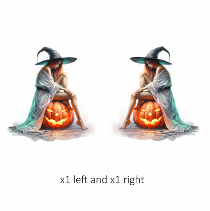 Amber Witch Adorned Above Angry Amberjack-O-Lantern Vinyl Decal Sticker