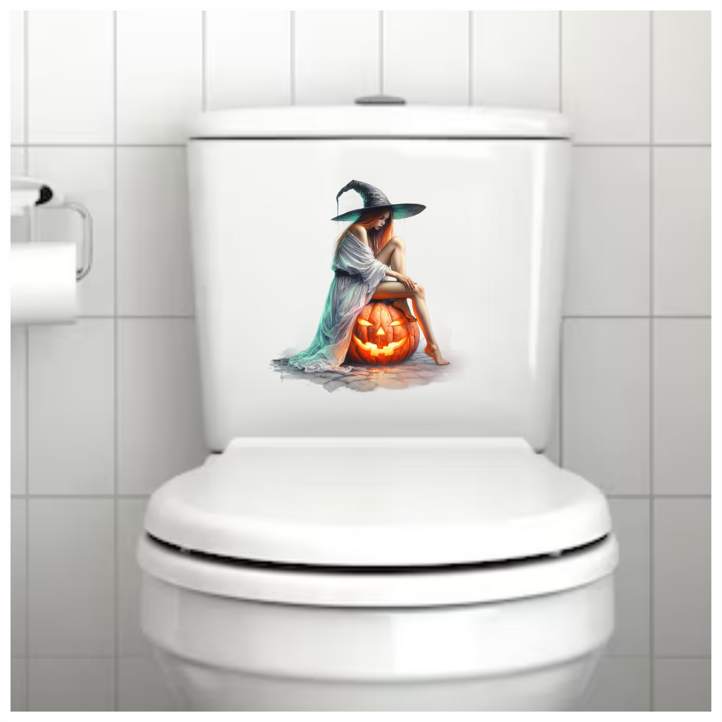 Amber Witch Adorned Above Angry Amberjack-O-Lantern Vinyl Decal Sticker