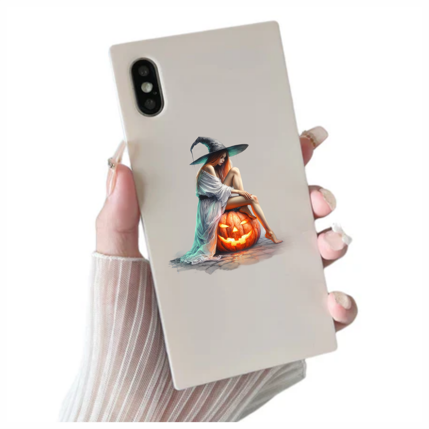 Amber Witch Adorned Above Angry Amberjack-O-Lantern Vinyl Decal Sticker