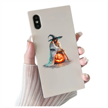 Amber Witch Adorned Above Angry Amberjack-O-Lantern Vinyl Decal Sticker