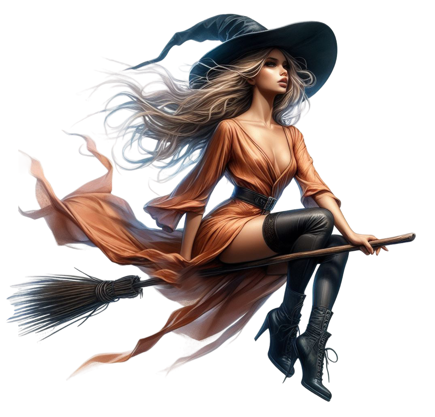 Artistic Flying Witch Vinyl Wall Sticker