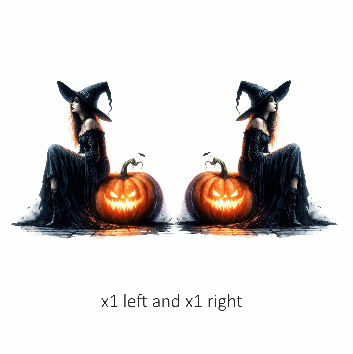 Amber Witch Gothic Black Dress Pumpkin Halloween Vinyl Decal Sticker