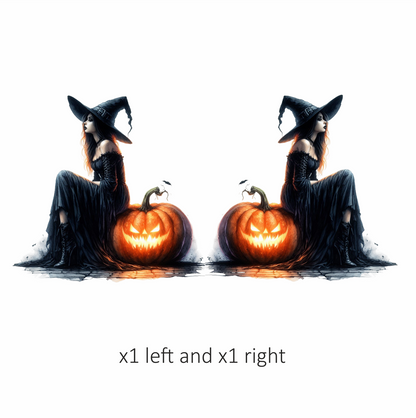 Amber Witch Gothic Black Dress Pumpkin Halloween Vinyl Decal Sticker