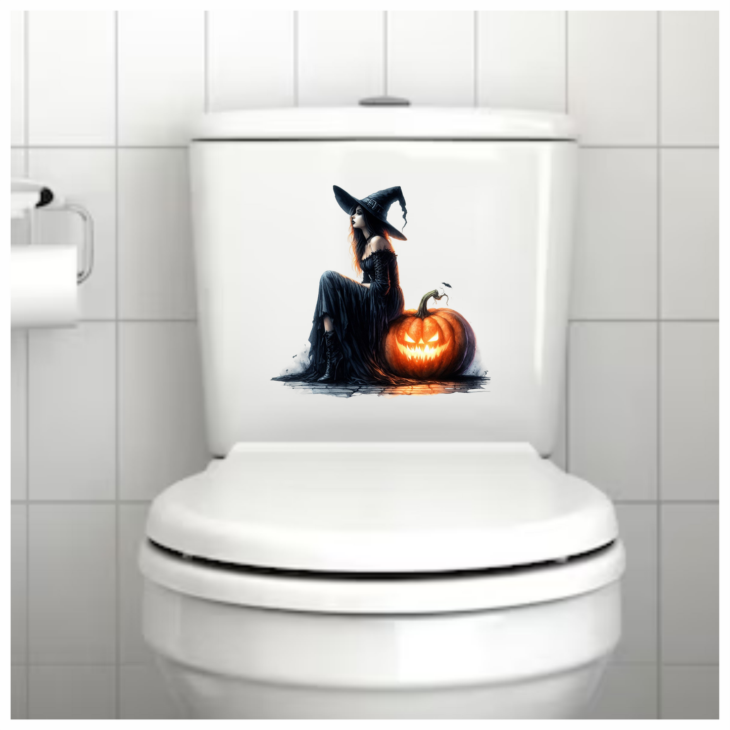 Amber Witch Gothic Black Dress Pumpkin Halloween Vinyl Decal Sticker