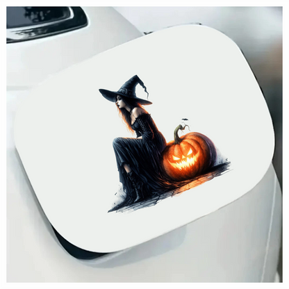 Amber Witch Gothic Black Dress Pumpkin Halloween Vinyl Decal Sticker