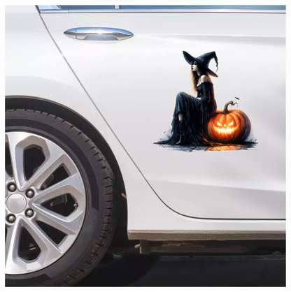Amber Witch Gothic Black Dress Pumpkin Halloween Vinyl Decal Sticker
